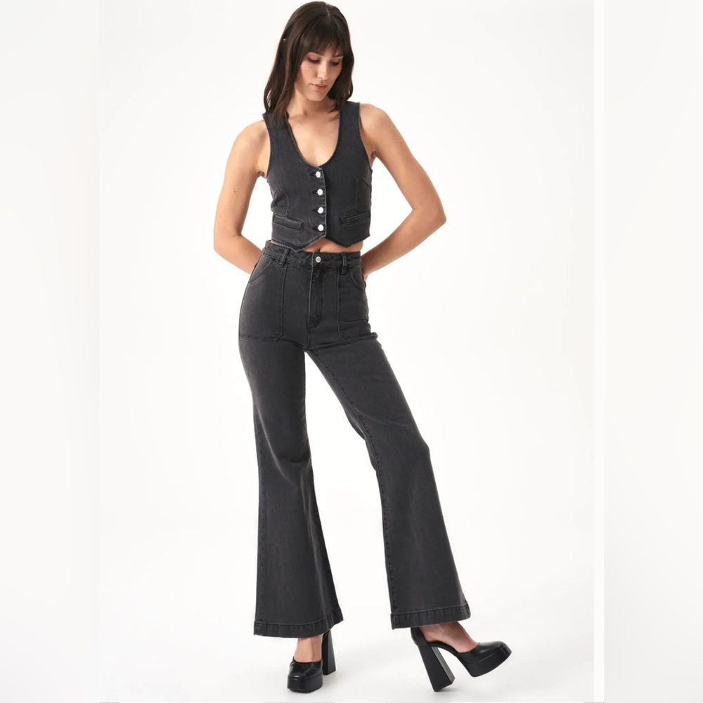 NWT ROLLA'S Black High-Rise Flare Jeans
